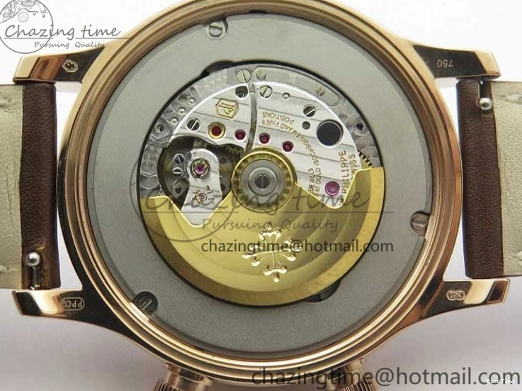 MIROTIME 0406 Calatrava 5524R Pilot Travel Time RG GRF Brown Dial on Brown Leather Strap MIYOTA TopPick 7155